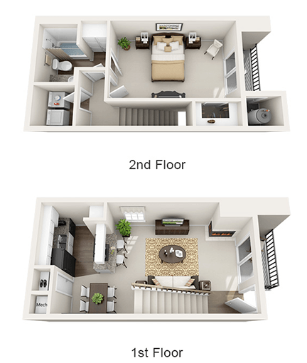 Floor plan for 1 bed, 1 bath, 765 sqft